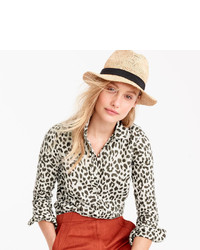 J.Crew Cotton Linen Perfect Shirt In Leopard Print