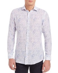 Luciano Barbera Floral Printed Linen Shirt