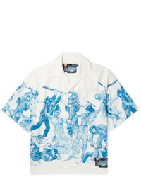 Prada Important Ones Camp Collar Printed Satin Shirt