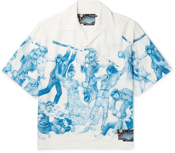 Prada Important Ones Camp Collar Printed Satin Shirt, $1,020 | MR ...
