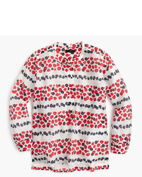 J.Crew Petite Cotton Silk Voile Popover Shirt In Berry Print