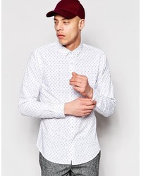 Pull&Bear Shirt In White With Small Print In Regular Fit
