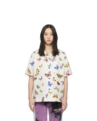 Palm Angels White And Multicolor Butterflies Bowling Shirt