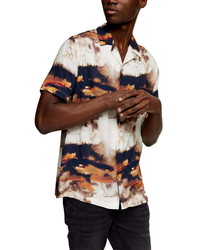 Topman Abstract Print Short Sleeve Button Up Shirt