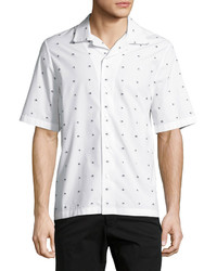 McQ Alexander Ueen Billy Swallow Print Short Sleeve Sport Shirt White