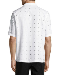 McQ Alexander Ueen Billy Swallow Print Short Sleeve Sport Shirt White