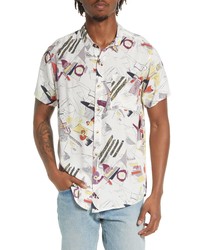 ROLLA'S Beach Shapes Short Sleeve Button Up Shirt In White Multi At Nordstrom