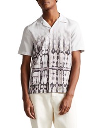 Ted Baker London Coleman Abstract Ombre Button Up Shirt In White At Nordstrom