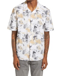 Topman Considered Marble Print Slim Fit Button Up Camp Shirt