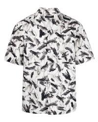 IRO Cuban Collar Feather Print Shirt