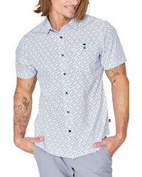 7 Diamonds Cube Short Sleeve Button Up Shirt In Bluewhite At Nordstrom