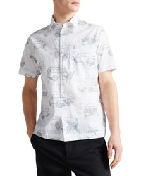 Ted Baker London Dafford Car Print Short Sleeve Button Up Shirt In White At Nordstrom