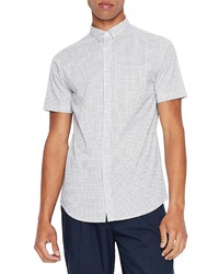 Armani Exchange Diamond Print Stretch Short Sleeve Button Up Shirt In Multi At Nordstrom