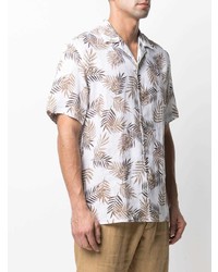 Eleventy Foliage Print Linen Shirt