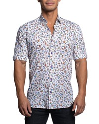 Maceoo Galileo At The Beach Short Sleeve Button Up Shirt