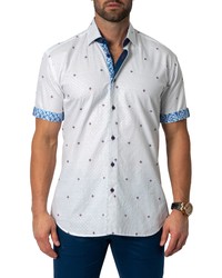 Maceoo Galileo Regular Fit Icon Short Sleeve Cotton Button Up Shirt In White At Nordstrom