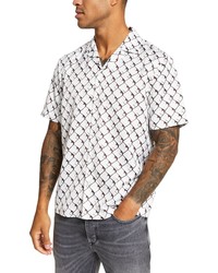 River Island Geometric Print Short Sleeve Button Up Shirt