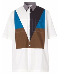 Burberry Geometric Print Short Sleeve Cotton Shirt