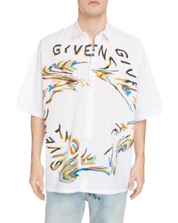 Givenchy Glitch Oversize Short Sleeve Button Up Shirt