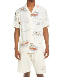 Scotch & Soda Hawaii Print Short Sleeve Button Up Camp Shirt