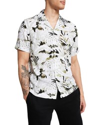 River Island Leaf Camouflage Button Up Camp Shirt