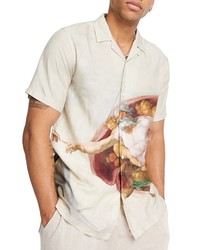 Topman Michelangelo Chapel Print Button Up Shirt