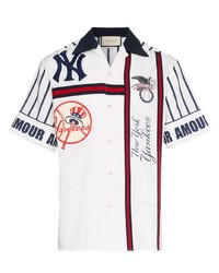 Gucci Ny Yankees Embroidered Cotton Bowling Shirt