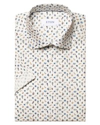 Eton Ocean Print Wrinkle Free Dress Shirt In At Nordstrom