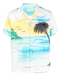Flaneur Homme Palm Tree Print Detail Shirt