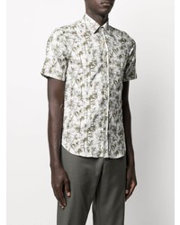 Canali Palm Tree Print Short Sleeved Shirt
