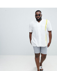 ASOS DESIGN Plus Regular Fit Viscose Shirt With Yellow Tape In White