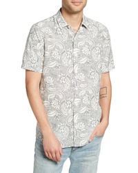Topman Premium Dot Floral Short Sleeve Button Up Shirt