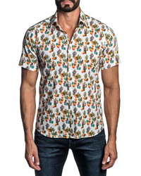 Jared Lang Regular Fit Print Short Sleeve Button Up Shirt