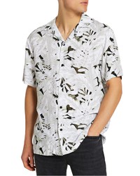 River Island Revere Leaf Print Short Sleeve Button Up Shirt