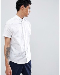 Burton Menswear Shirt With Bird Print In White