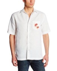 Cubavera Short Sleeve Scenic Back Tropical Printed Shirt With Pocket