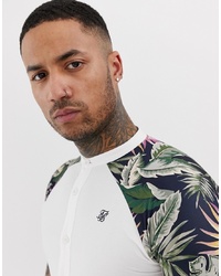 Siksilk Short Sleeve Shirt In White With Contrast Sleeves