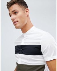 ASOS DESIGN Skinny Shirt With Cut And Sew Panels