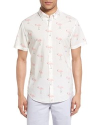 Bonobos Slim Fit Flamingo Print Short Sleeve Sport Shirt