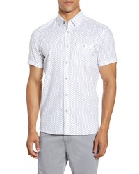 Ted Baker London Slim Fit Triangle Print Short Sleeve Button Up Shirt