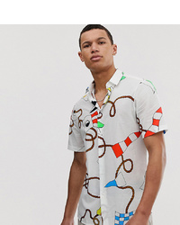 ASOS DESIGN Tall Regular Fit Shirt With Nautical Flag Print