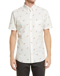 Nordstrom Trim Fit Chipmunk Print Short Sleeve Button Up Shirt
