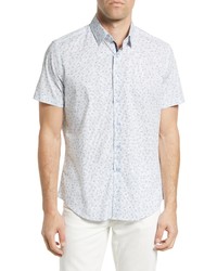 Stone Rose Trim Fit Short Sleeve Stretch Cotton Button Up Shirt In White At Nordstrom