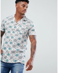 Soul Star Vintage Print Revere Collar Shirt