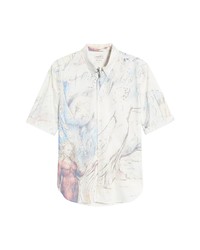Alexander McQueen Watercolor Print Short Sleeve Shirt In Mix Colors At Nordstrom