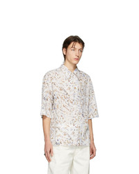 Lemaire White And Multicolor Convertible Collar Short Sleeve Shirt