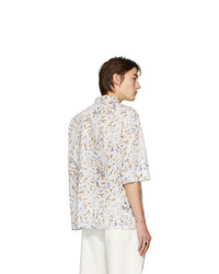 Lemaire White And Multicolor Convertible Collar Short Sleeve Shirt