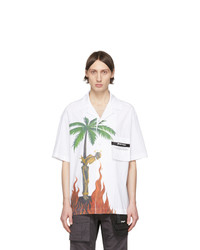 Palm Angels White And Multicolor Skeleton Bowling Shirt
