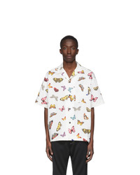 Palm Angels White Butterfly Bowling Shirt