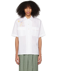 Marni White Embroidered Bowling Shirt